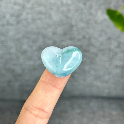 Natural Floating Moss Floral Green Jadeite Jade Heart Charm