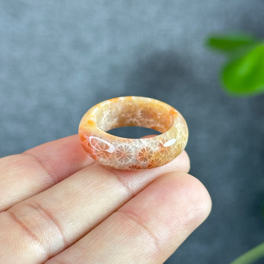 Coral Fossil Ring Size 1.9