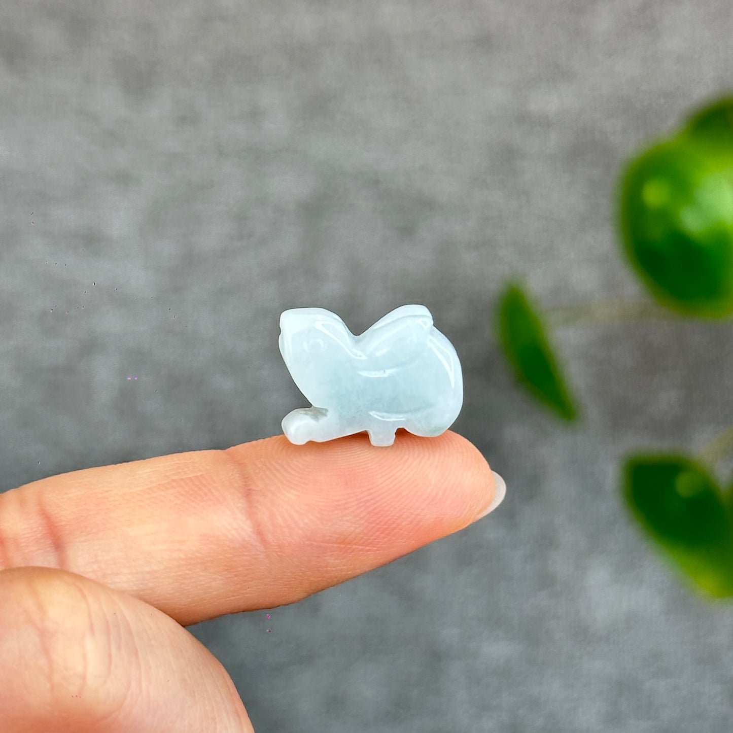 Natural Ivory Light Green Jadeite Jade Bunny Charm