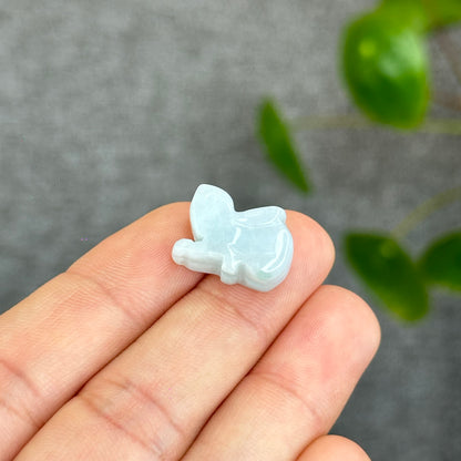 Natural Ivory Light Green Jadeite Jade Bunny Charm