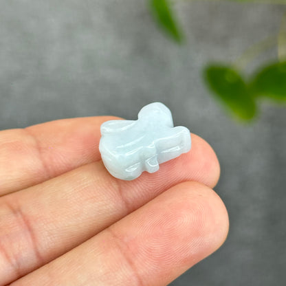 Natural Ivory Light Green Jadeite Jade Bunny Charm