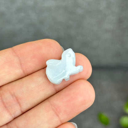 Natural Ivory Light Green Jadeite Jade Bunny Charm