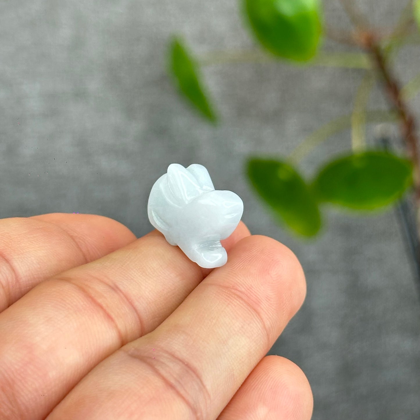 Natural Ivory Light Green Jadeite Jade Bunny Charm