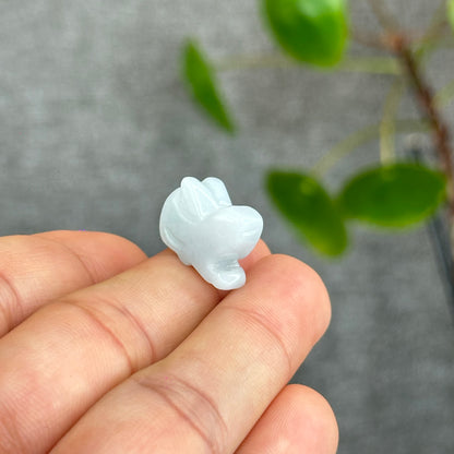 Natural Ivory Light Green Jadeite Jade Bunny Charm