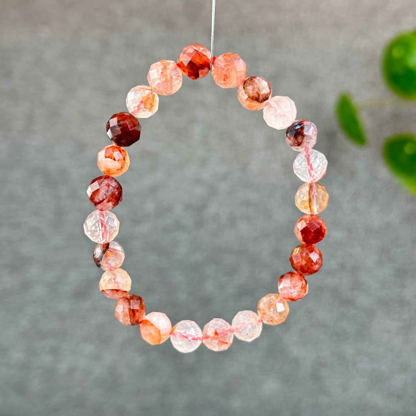 Natural Faceted Fire Quartz Bracelet Size 8 mm