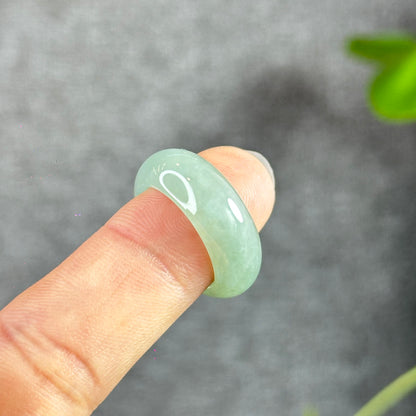 Light Blue-Orange Icy Jadeite Jade Ring Size 1.7