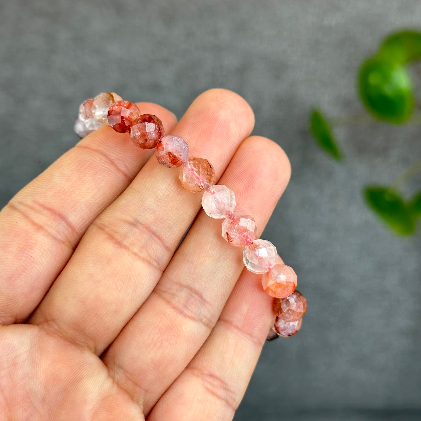 Natural Faceted Fire Quartz Bracelet Size 8 mm