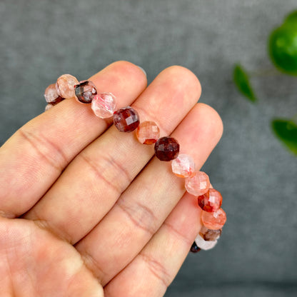 Natural Faceted Fire Quartz Bracelet Size 8 mm