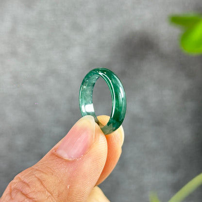 Semi-Translucent Water Green Jadeite Jade Ring Size 1.57