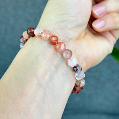 Natural Faceted Fire Quartz Bracelet Size 8 mm