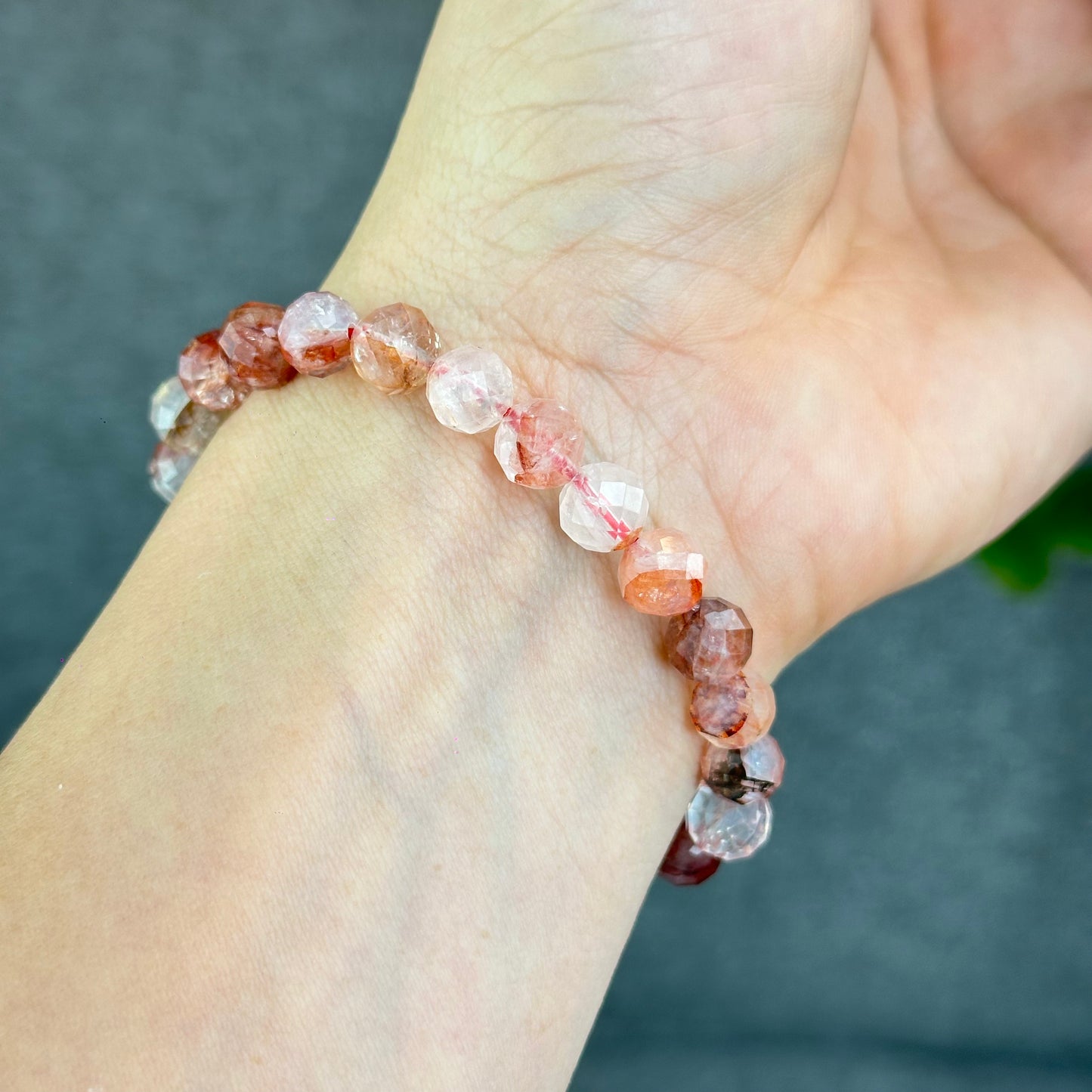 Natural Faceted Fire Quartz Bracelet Size 8 mm