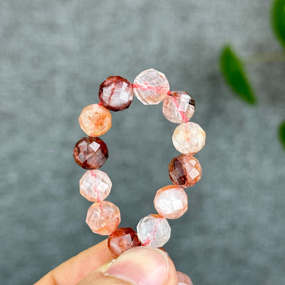 Natural Faceted Fire Quartz Bracelet Size 8 mm