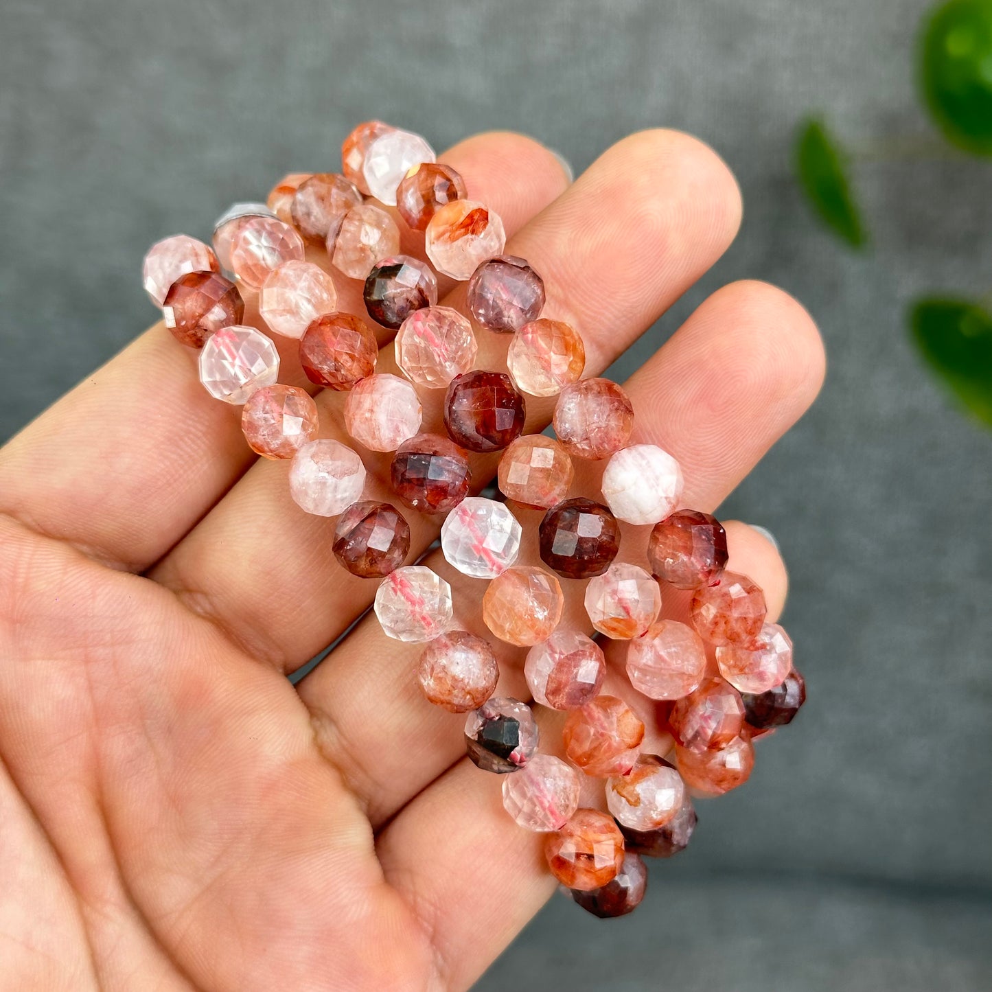 Natural Faceted Fire Quartz Bracelet Size 8 mm