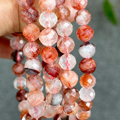 Natural Faceted Fire Quartz Bracelet Size 8 mm