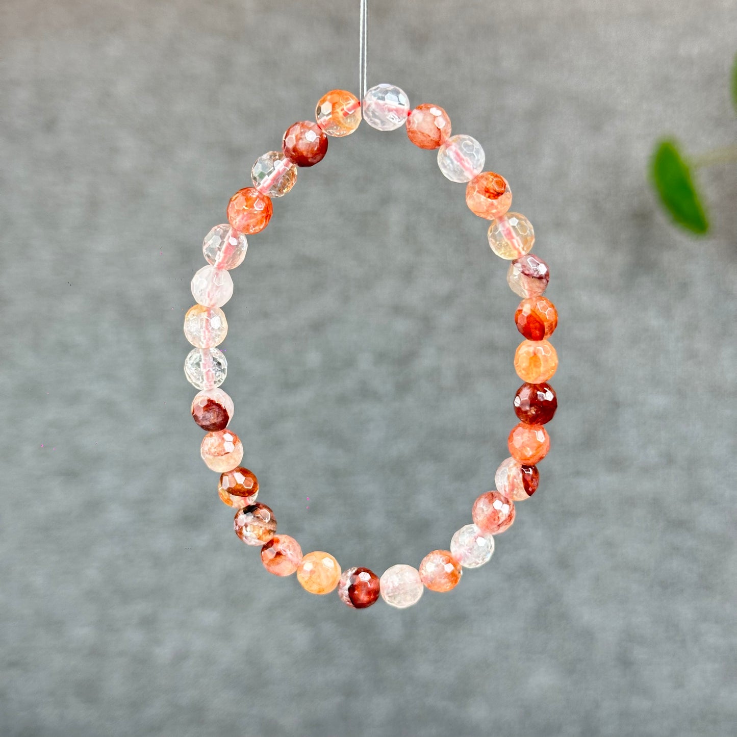 Natural Faceted Fire Quartz Bracelet Size 6-6.5 mm