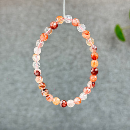 Natural Faceted Fire Quartz Bracelet Size 6-6.5 mm