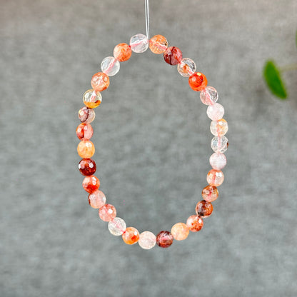 Natural Faceted Fire Quartz Bracelet Size 6-6.5 mm