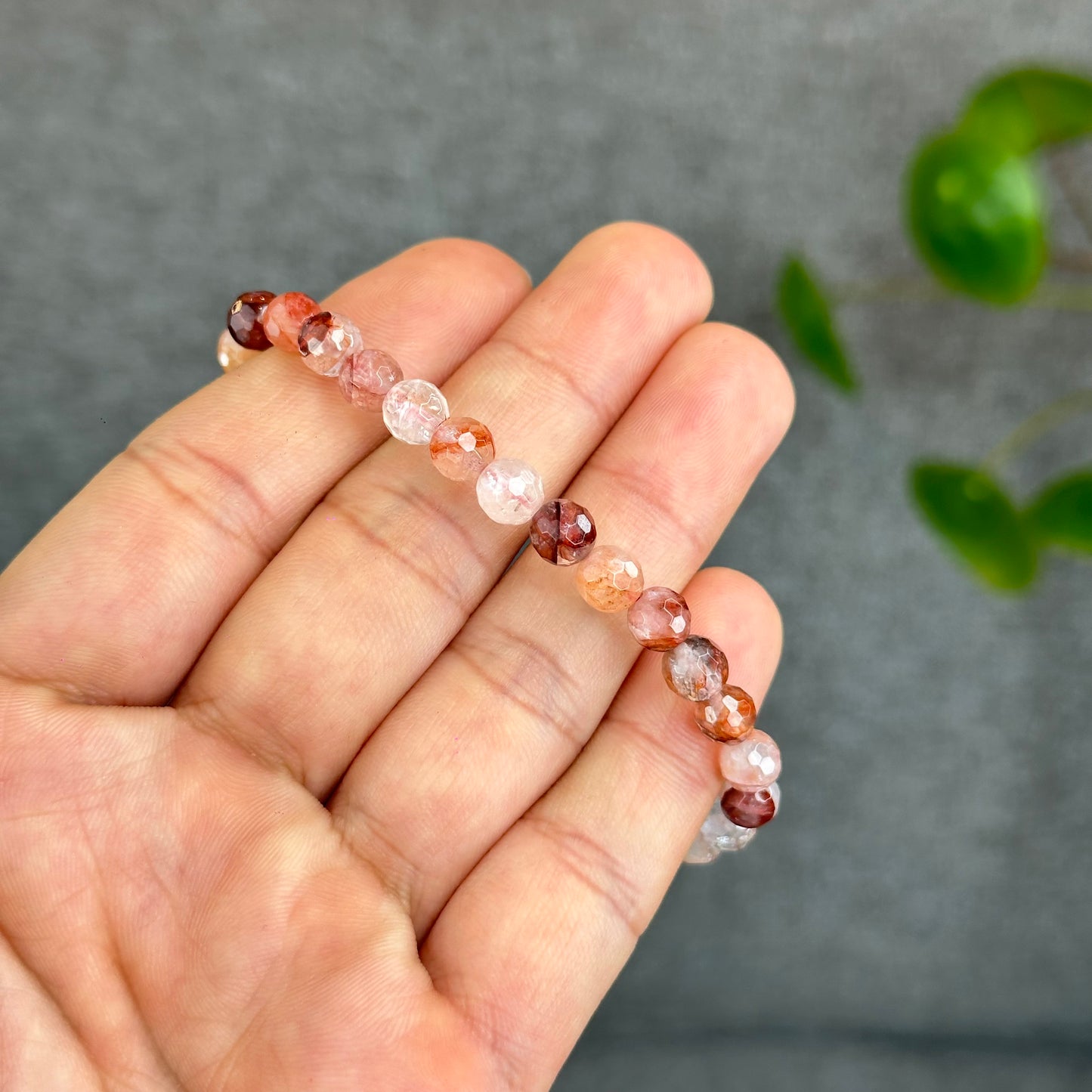 Natural Faceted Fire Quartz Bracelet Size 6-6.5 mm