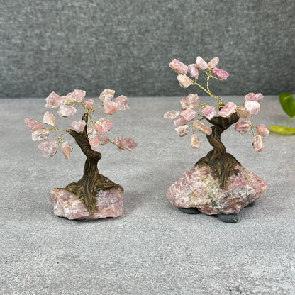 Natural Strawberry Quartz Bonsai Tree with Strawberry Quartz Base