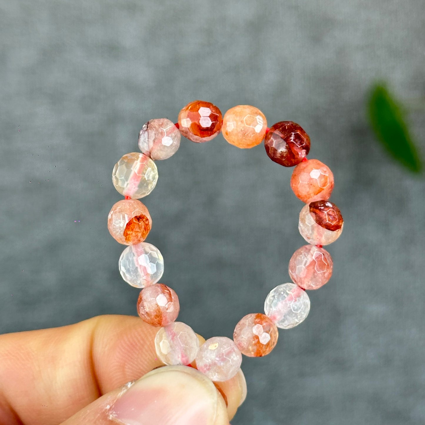 Natural Faceted Fire Quartz Bracelet Size 6-6.5 mm