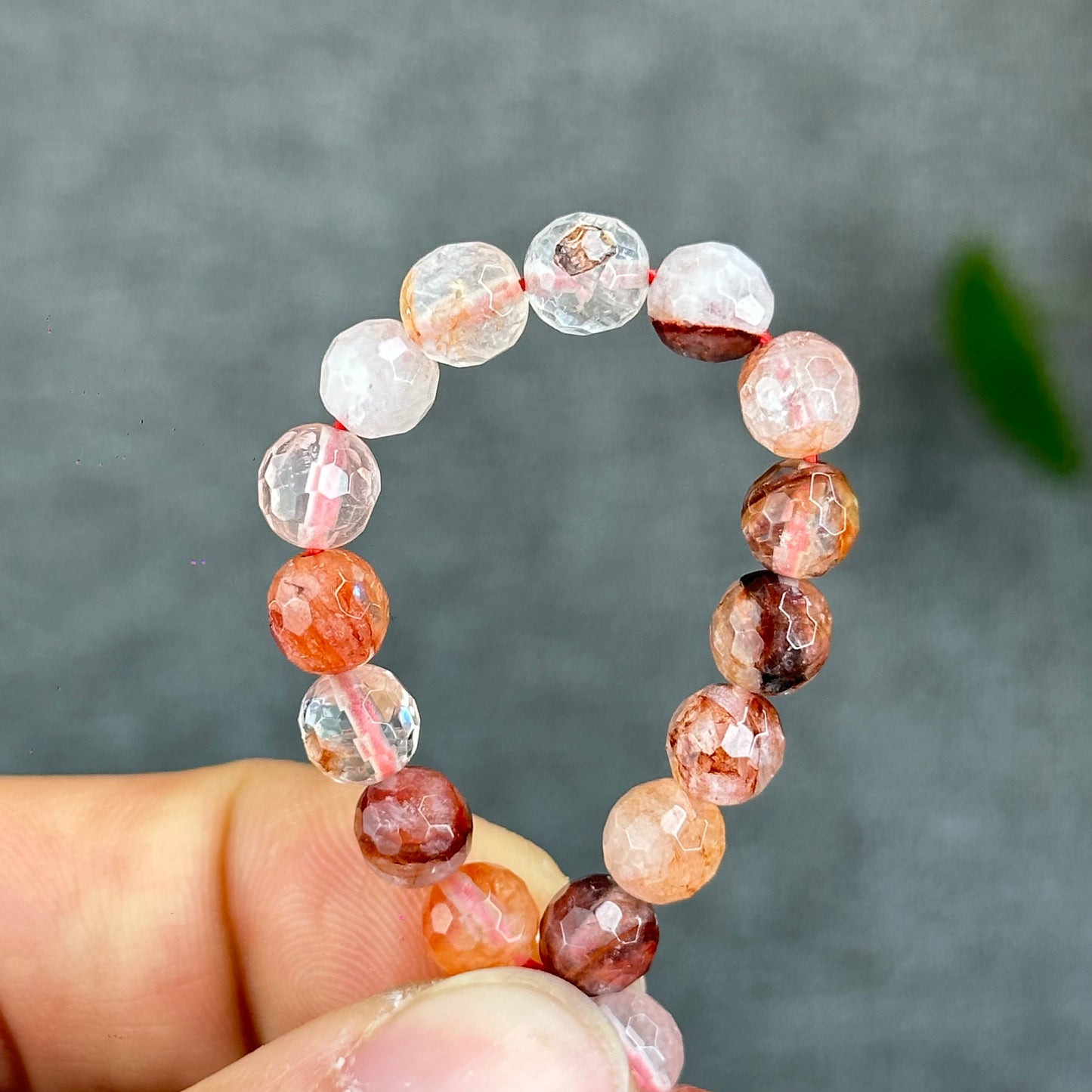 Natural Faceted Fire Quartz Bracelet Size 6-6.5 mm