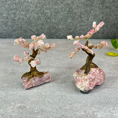 Natural Strawberry Quartz Bonsai Tree with Strawberry Quartz Base