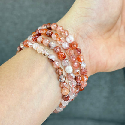 Natural Faceted Fire Quartz Bracelet Size 6-6.5 mm