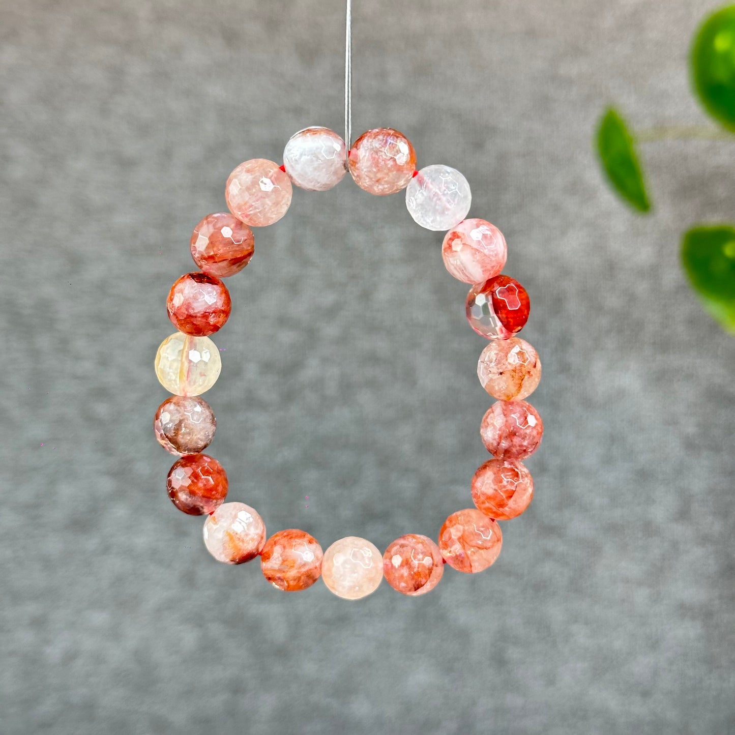 Natural Faceted Fire Quartz Bracelet size 9.7-10 mm