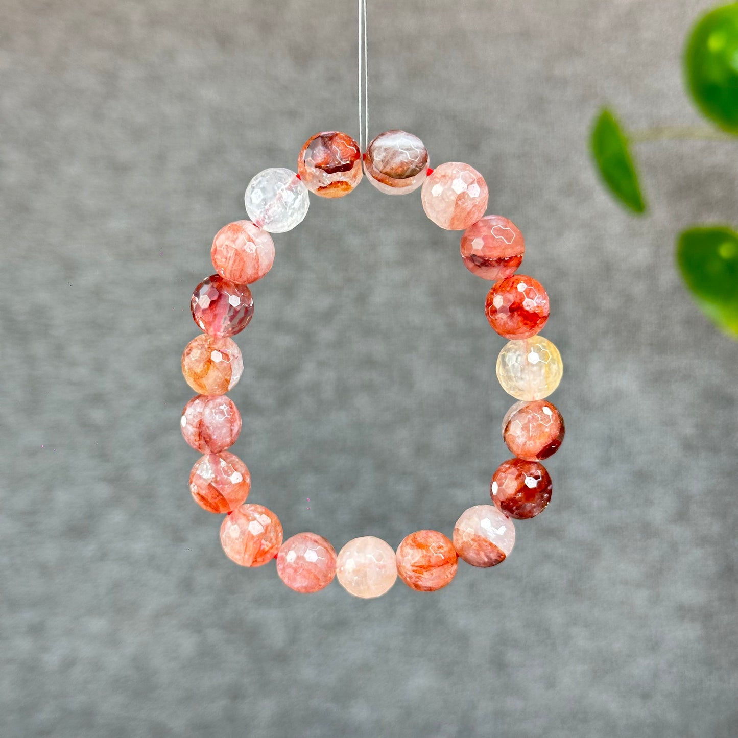 Natural Faceted Fire Quartz Bracelet size 9.7-10 mm