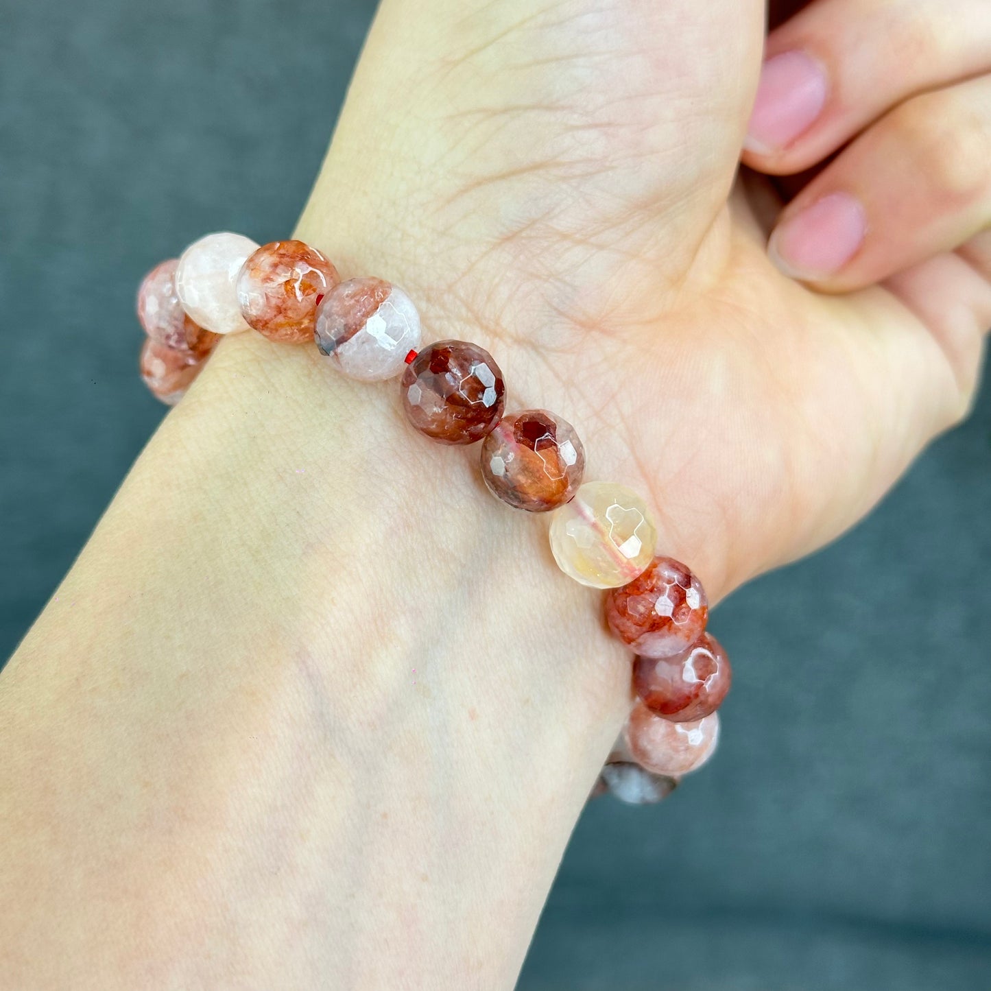 Natural Faceted Fire Quartz Bracelet size 9.7-10 mm