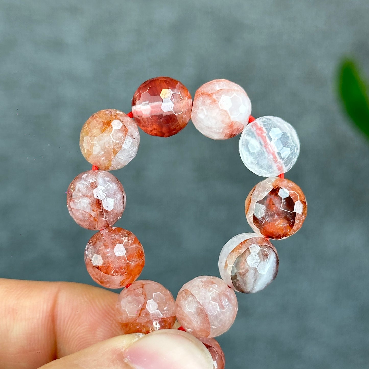 Natural Faceted Fire Quartz Bracelet size 9.7-10 mm