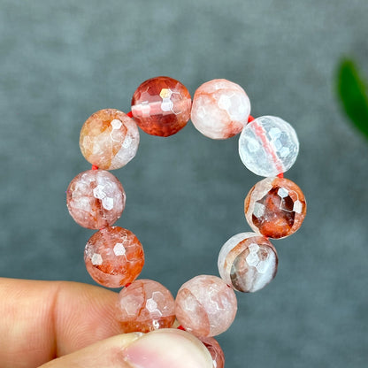 Natural Faceted Fire Quartz Bracelet size 9.7-10 mm