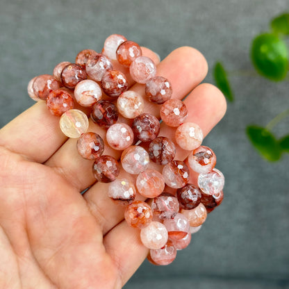 Natural Faceted Fire Quartz Bracelet size 9.7-10 mm