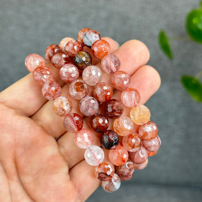 Natural Faceted Fire Quartz Bracelet size 9.7-10 mm