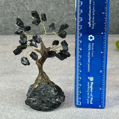 Natural Black Tourmaline Bonsai Tree with Quartz Black Tourmaline Base