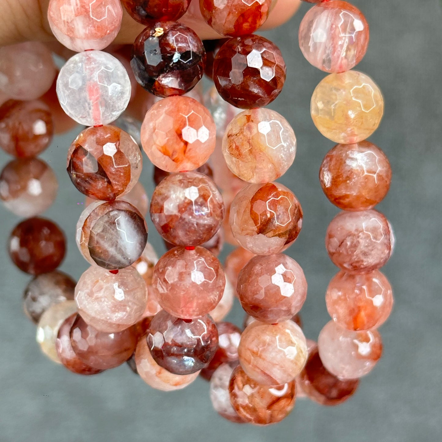 Natural Faceted Fire Quartz Bracelet size 9.7-10 mm