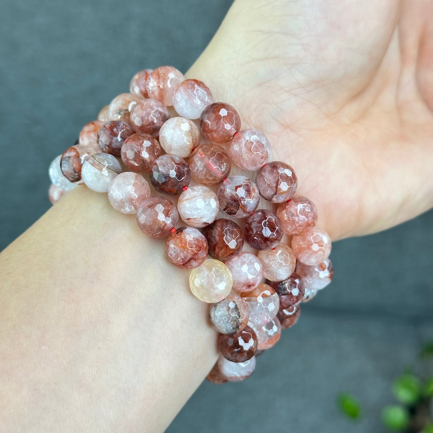 Natural Faceted Fire Quartz Bracelet size 9.7-10 mm