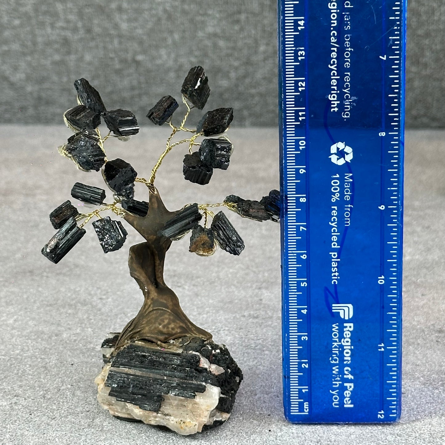 Natural Black Tourmaline Bonsai Tree with Quartz Tourmaline Base
