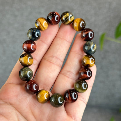 Tri Colour Natural Tiger Eye Bracelet Size 12 mm