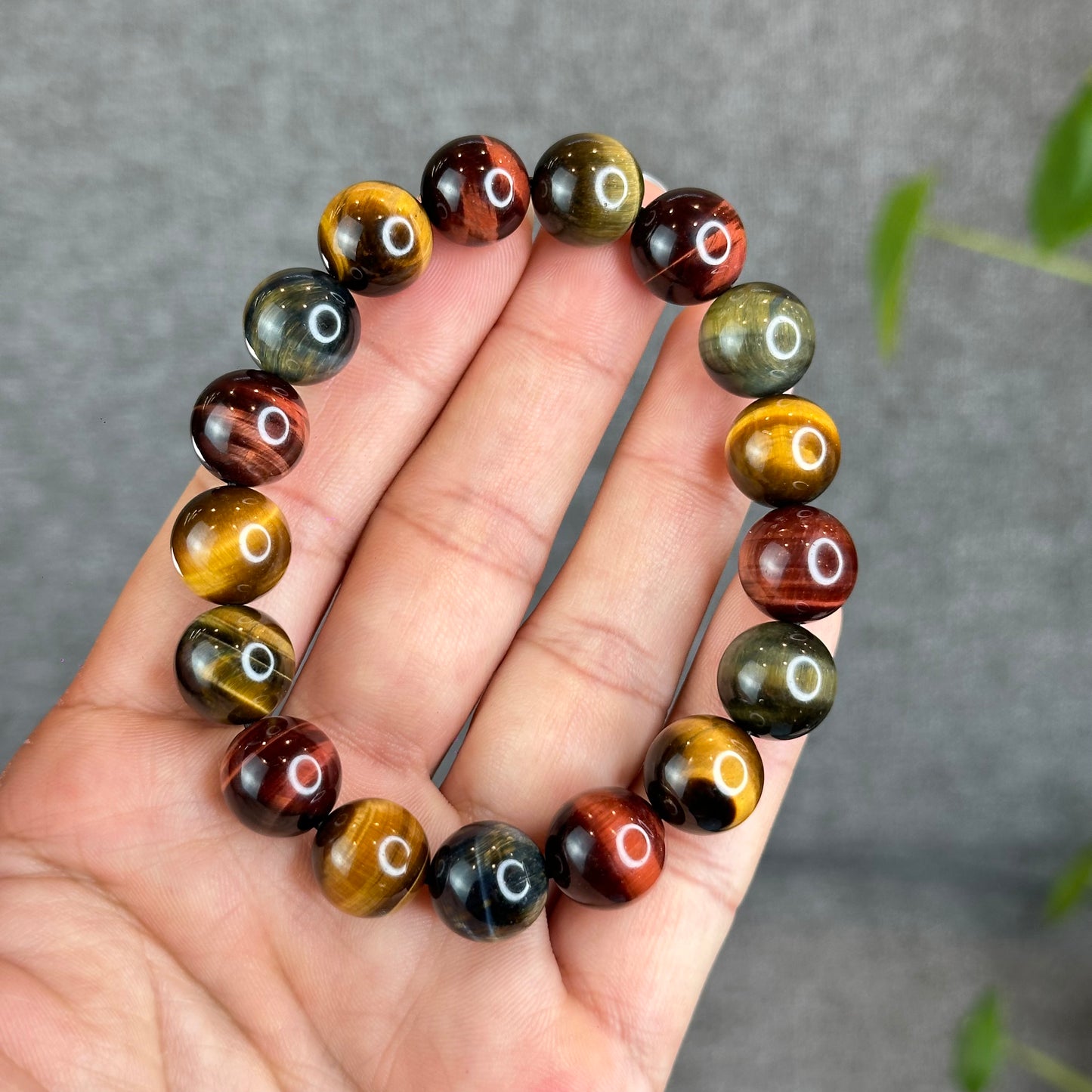 Tri Colour Natural Tiger Eye Bracelet Size 12 mm