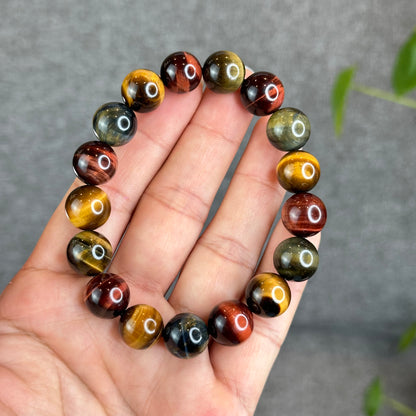 Tri Colour Natural Tiger Eye Bracelet Size 12 mm