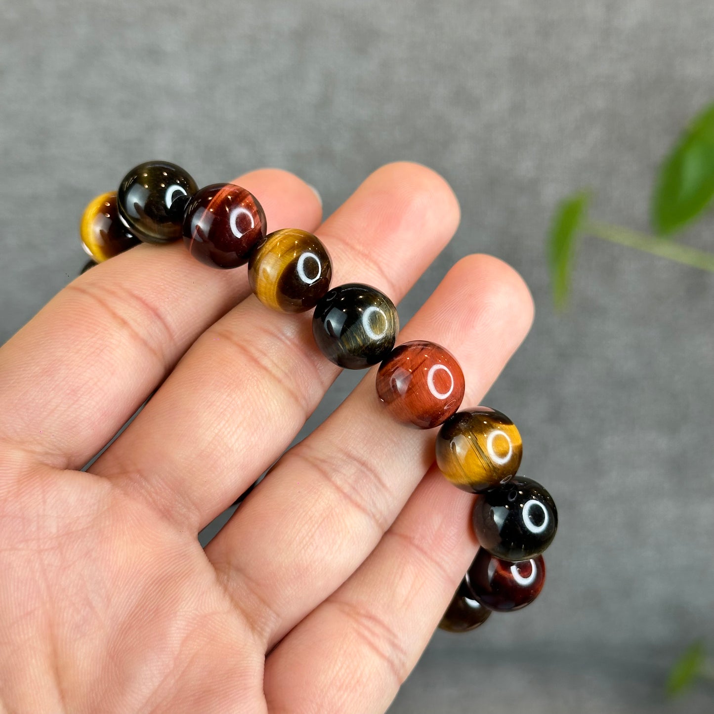 Tri Colour Natural Tiger Eye Bracelet Size 12 mm