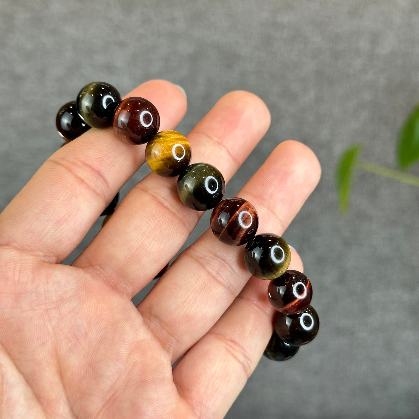 Tri Colour Natural Tiger Eye Bracelet Size 12 mm
