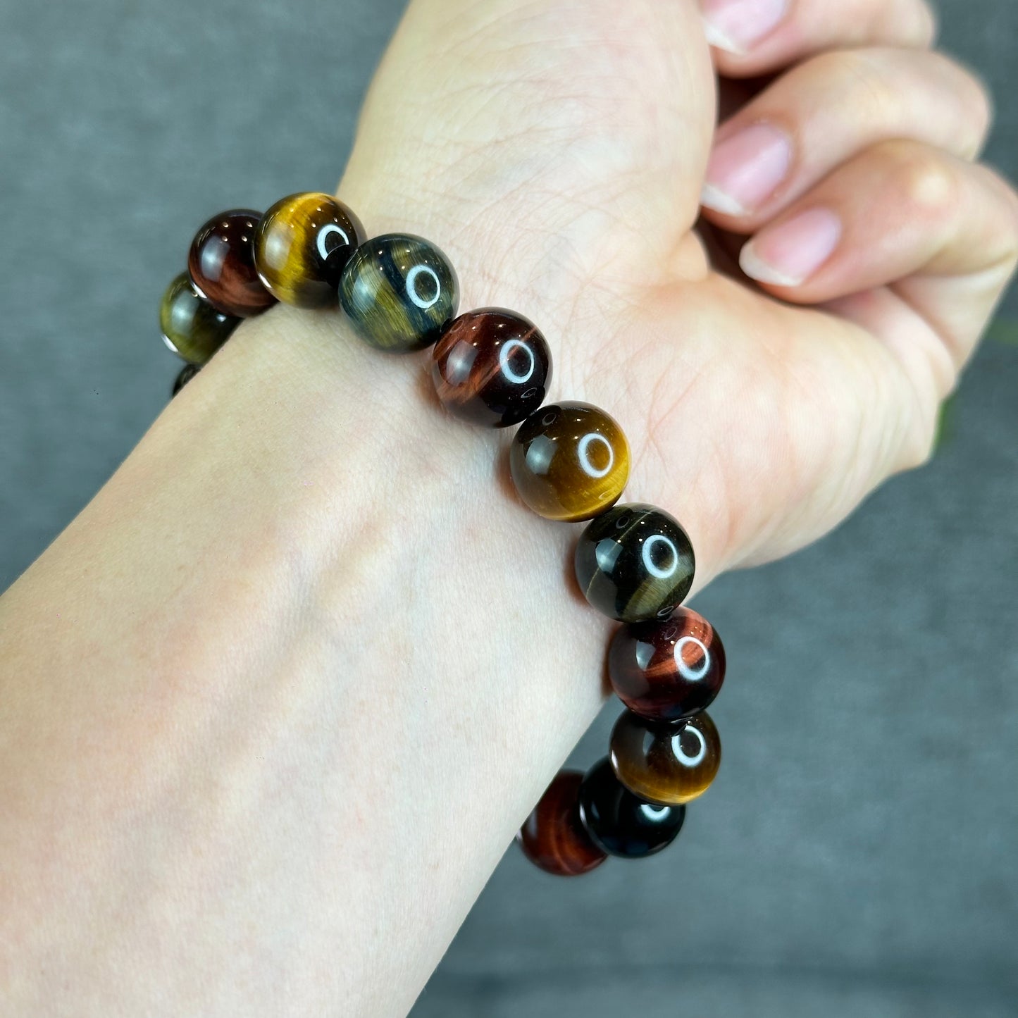 Tri Colour Natural Tiger Eye Bracelet Size 12 mm