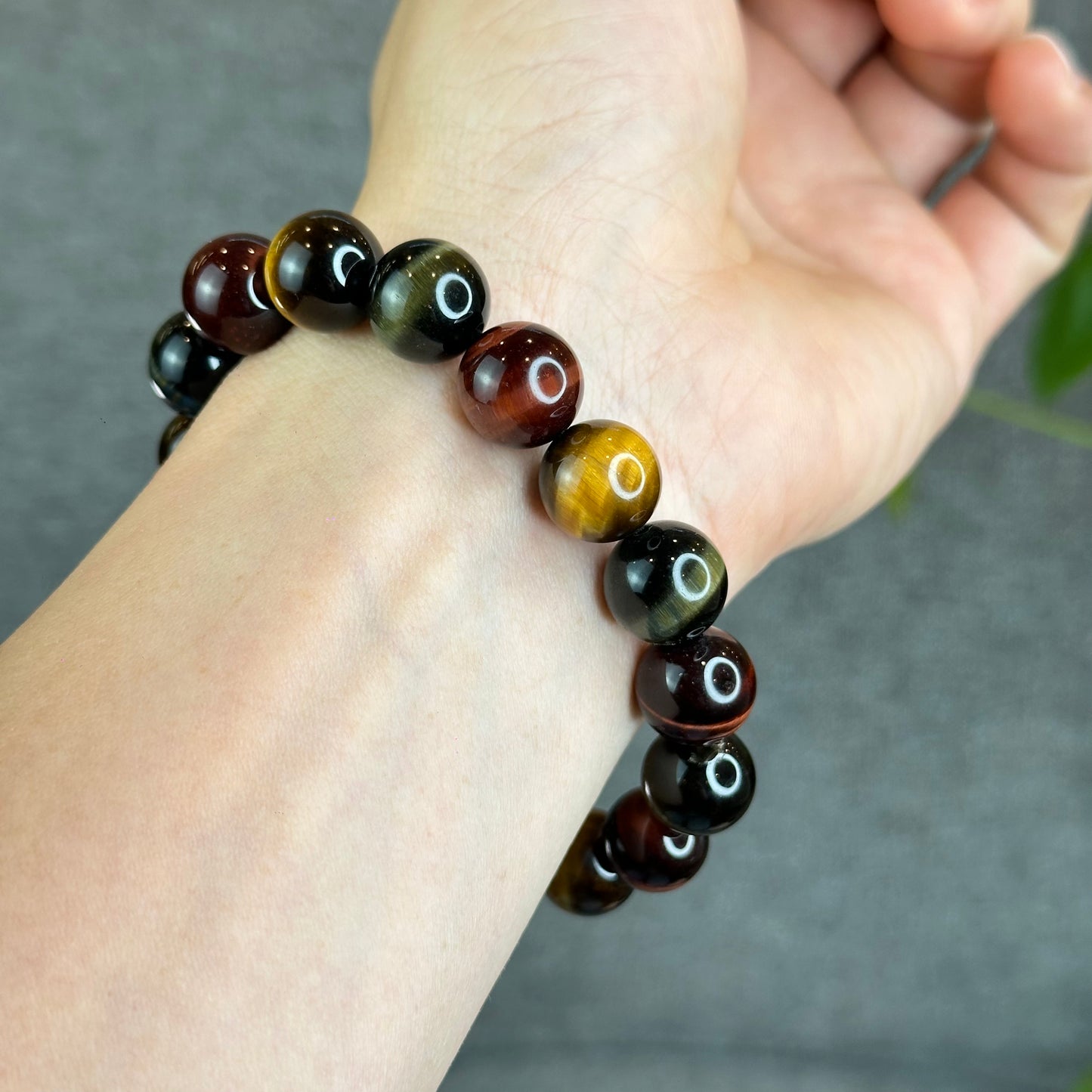 Tri Colour Natural Tiger Eye Bracelet Size 12 mm