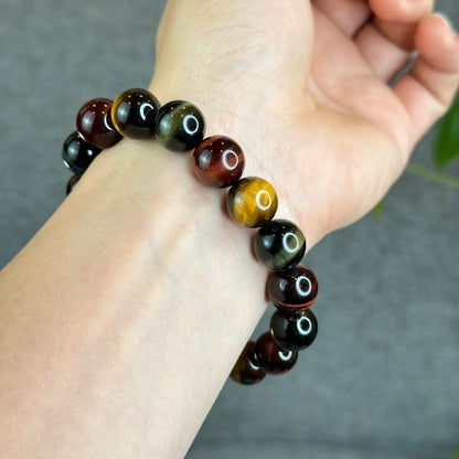 Tri Colour Natural Tiger Eye Bracelet Size 12 mm