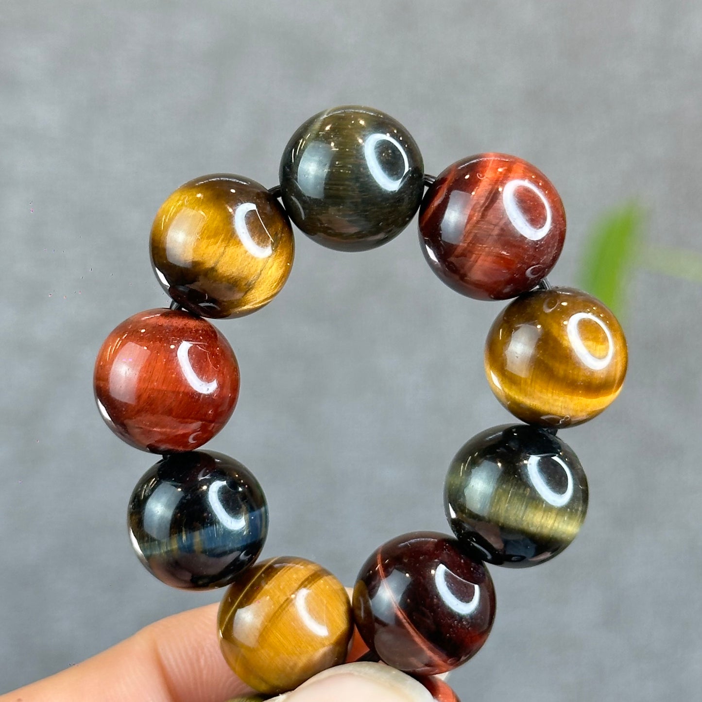 Tri Colour Natural Tiger Eye Bracelet Size 12 mm