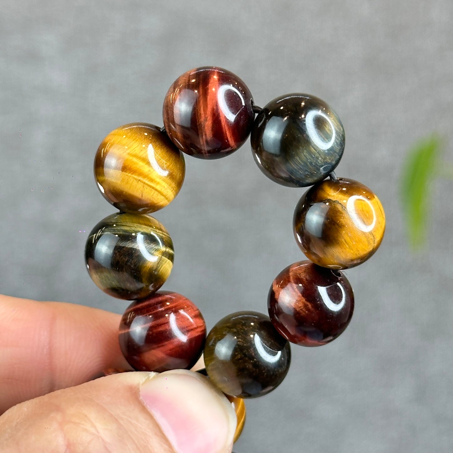 Tri Colour Natural Tiger Eye Bracelet Size 12 mm