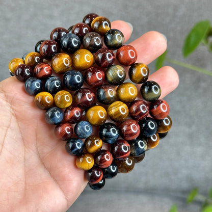 Tri Colour Natural Tiger Eye Bracelet Size 12 mm