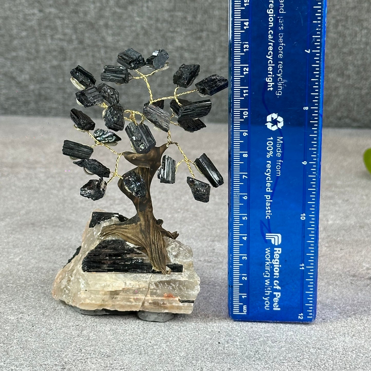 Natural Black Tourmaline Bonsai Tree with Quartz Tourmaline Base